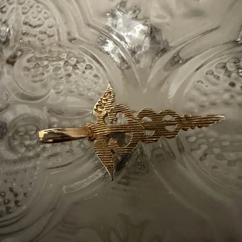 14kt solid yellow Gold Caduceus Staff of Hermes Pendant Charm Greek Mythology - Picture 4 of 5